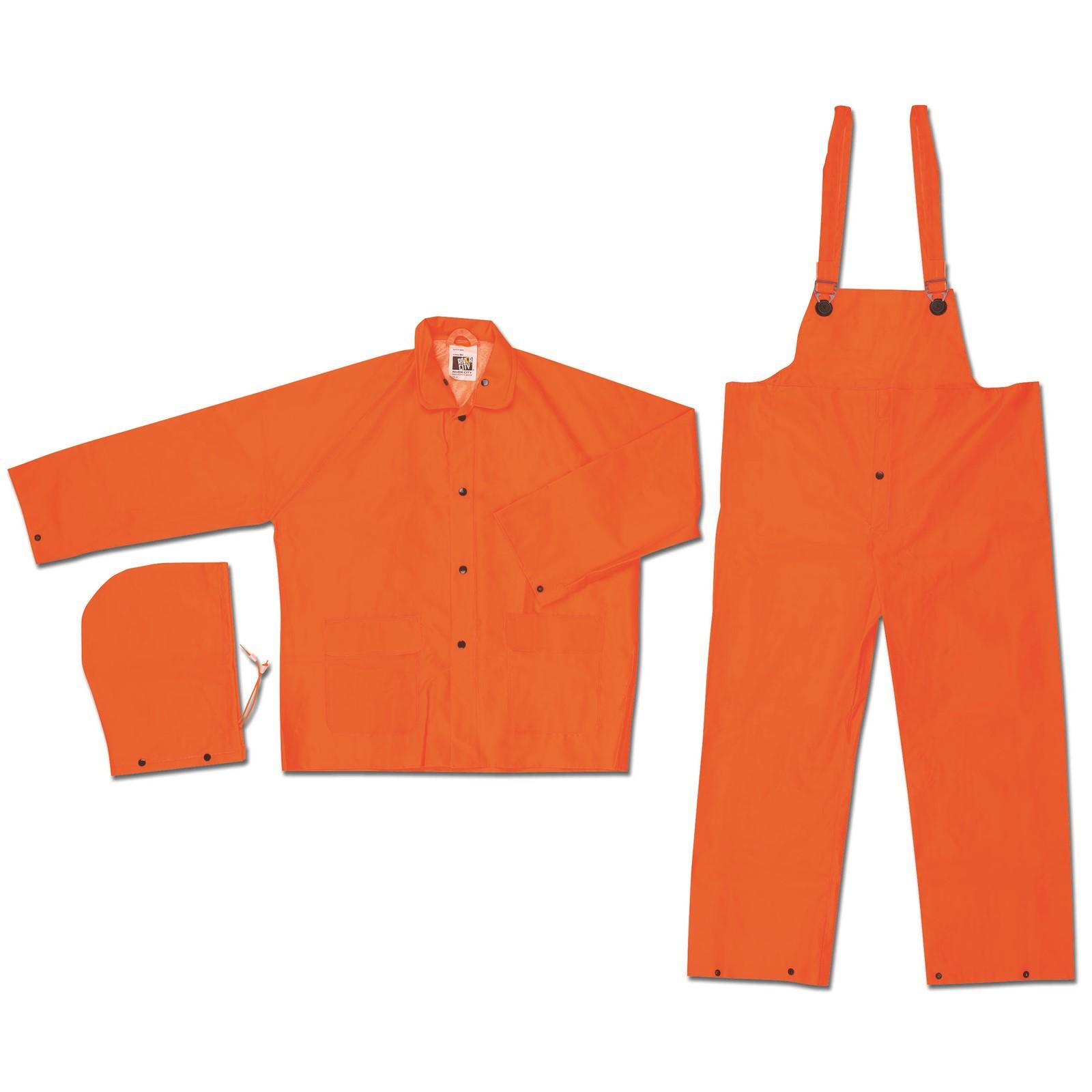 MCR SAFETY Mcr Safety 2013M Orange Pvc Rain Suit 3 Piece