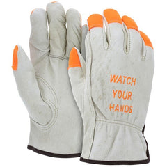 MCR SAFETY Mcr Safety 3413HVIM Pigskin Driver Gloves Medium Orange