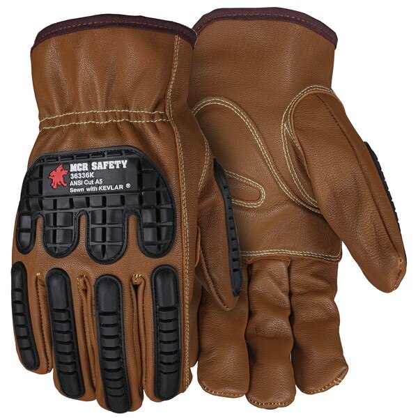 MCR SAFETY Mcr Safety 36336KL Kevlar Lined Goatskin Driver Gloves Large