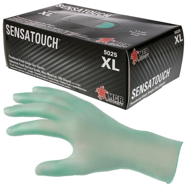 MCR SAFETY Mcr Safety 5025M Sensaguard Vinyl Gloves 6.5 Mil Medium