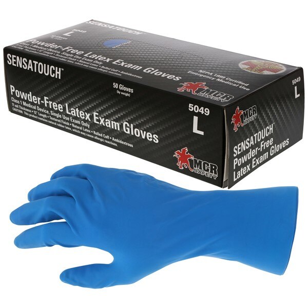 MCR SAFETY Mcr Safety 5049XL Latex Exam Gloves Xl 11 Mil Blue