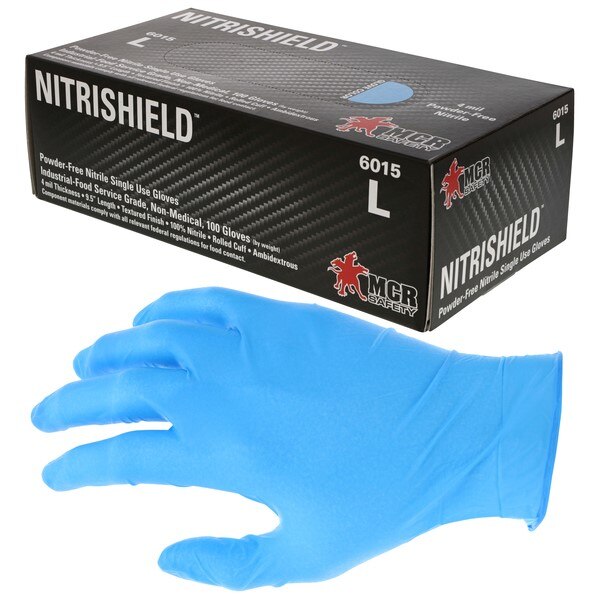 MCR SAFETY Mcr Safety 6015M Nitrishield Nitrile Gloves Medium 4.5 Mil