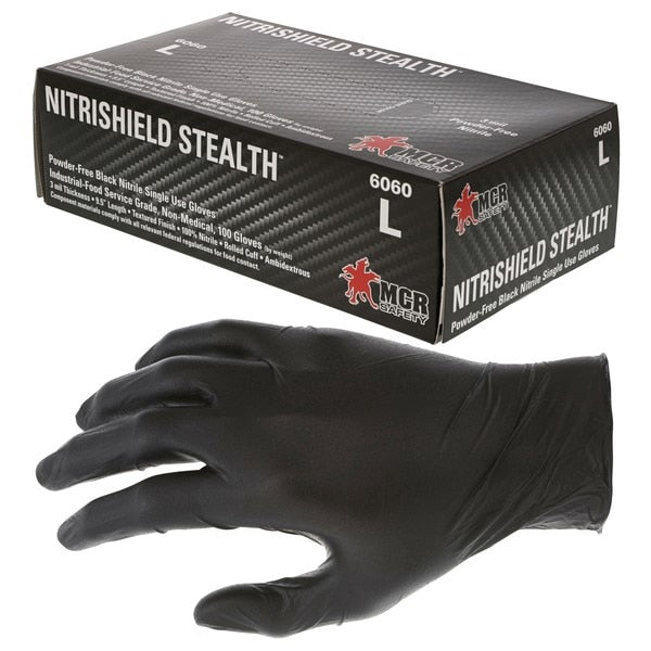 MCR SAFETY Mcr Safety 6060M Nitrile Gloves 3 Mil Medium Black