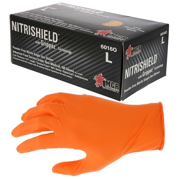 MCR SAFETY Mcr Safety 6016OS Nitrile Gloves 6 Mil Small Orange 100ct
