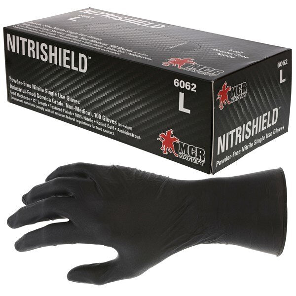 MCR SAFETY Mcr Safety 6062S Nitrile Gloves 6 Mil Black Small