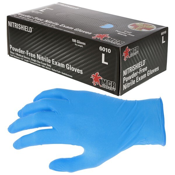 MCR SAFETY Mcr Safety 6010M Nitrimed Nitrile Gloves Medium 4.5 Mil