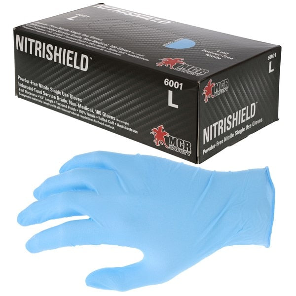 MCR SAFETY Mcr Safety 6001M Nitrile Gloves 4 Mil Medium Blue