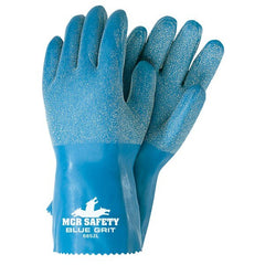 MCR SAFETY Mcr Safety 6852M Blue Grit Latex Gloves 12 Inch Large