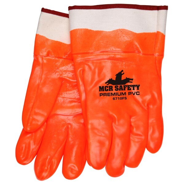MCR SAFETY Mcr Safety 6710FS Foam Lined Pvc Gloves Large
