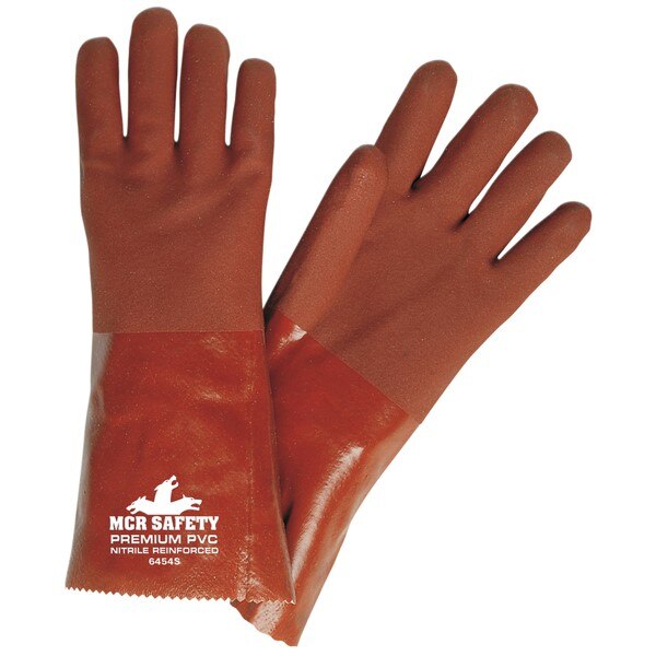 MCR SAFETY Mcr Safety 6454S Pvc Chemical Resistant Gloves Large