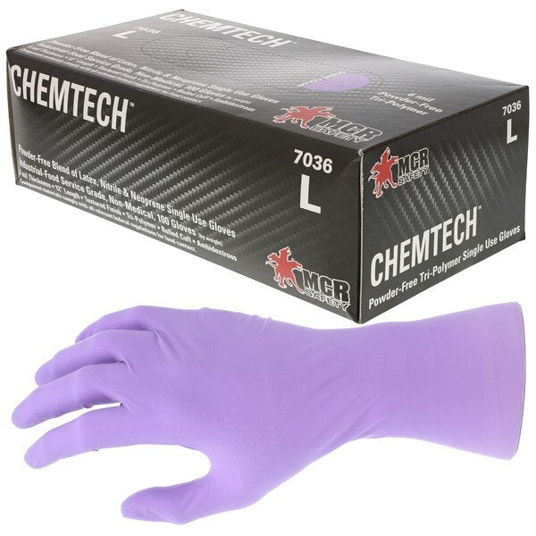 MCR SAFETY Mcr Safety 7036L Chem Tech Disposable Gloves Large 6 Mil