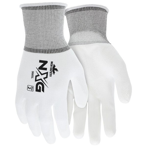 MCR SAFETY Mcr Safety 9665M Nylon Pu Coated Work Gloves Medium White
