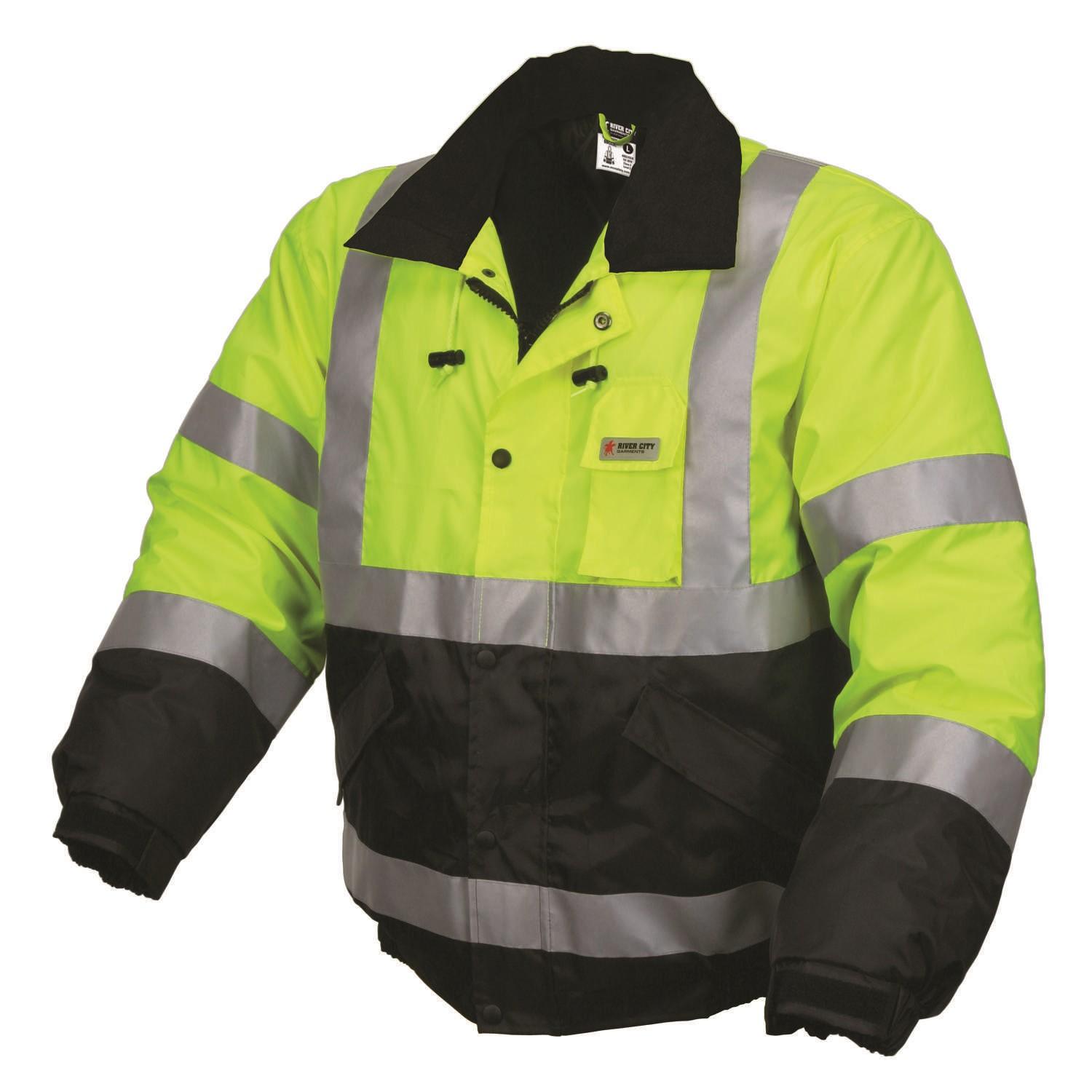 MCR SAFETY Mcr Safety BMRCL3LXL Insulated Bomber Jacket Lime Xl