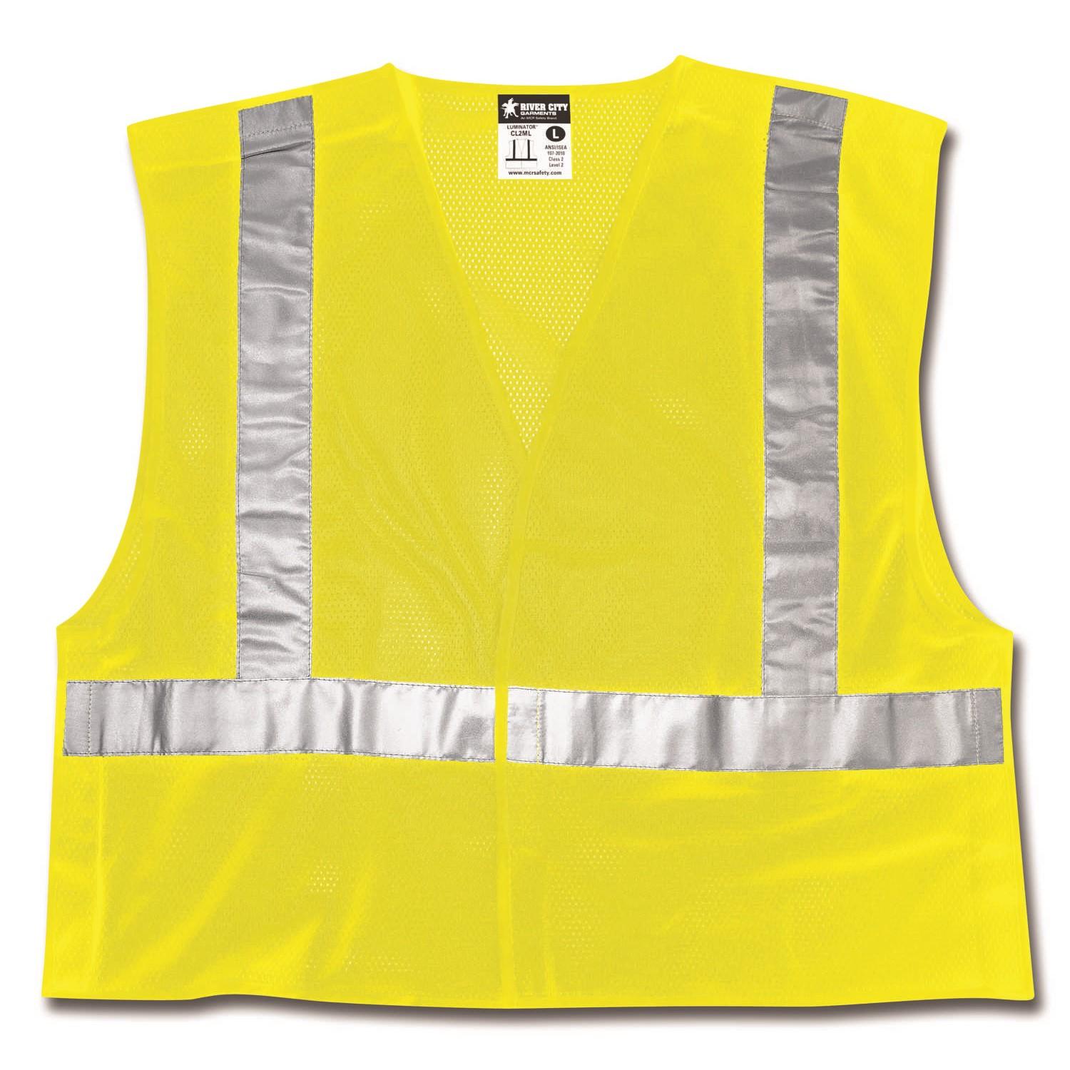MCR SAFETY Mcr Safety CL2MLX4 Class 2 Tear-away Safety Vest Lime