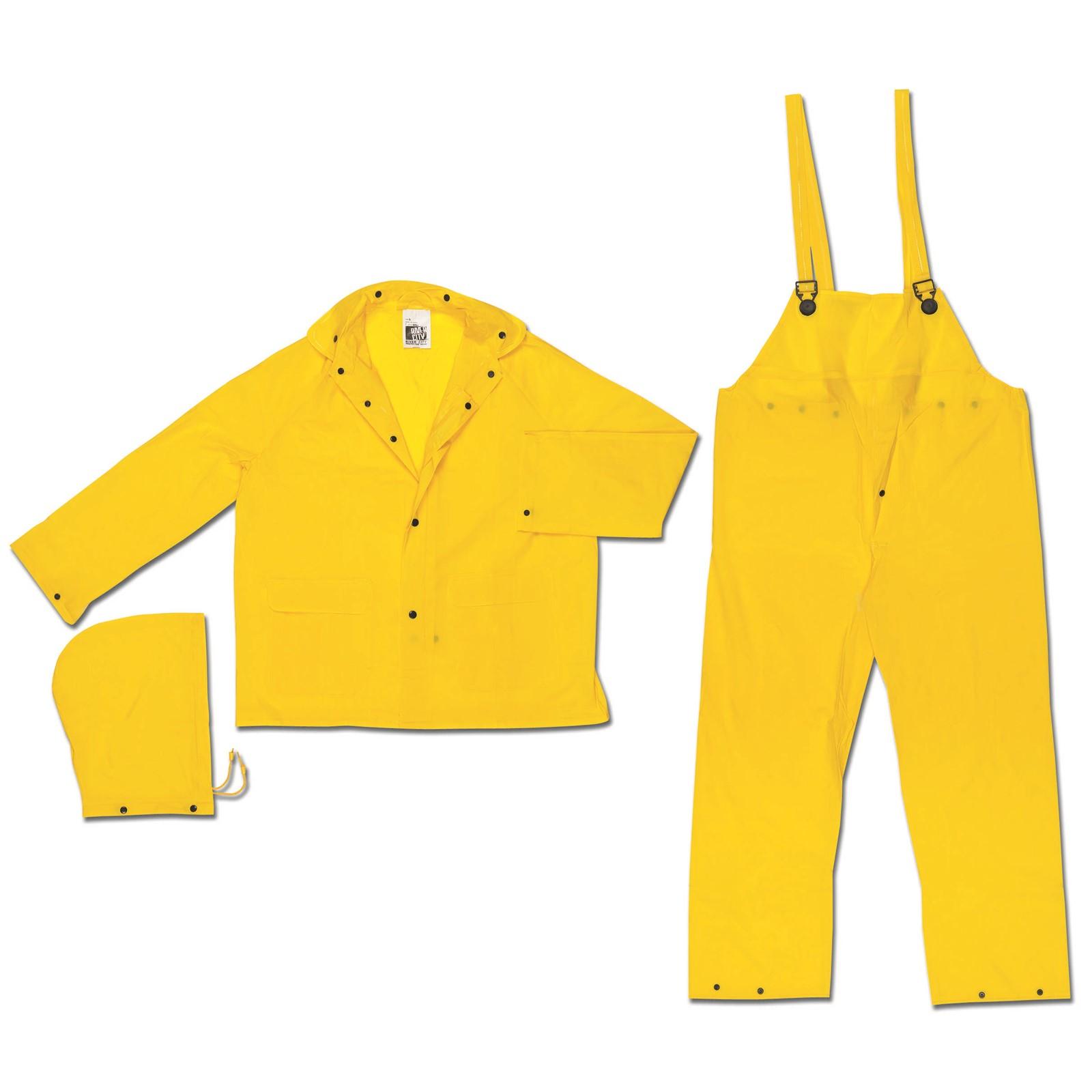MCR SAFETY Mcr Safety O703X3 Disposable Pvc Rain Suit 3 Piece Yellow