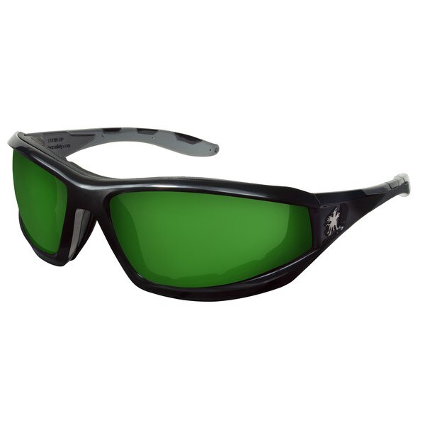 MCR SAFETY Mcr Safety RP2120 Safety Glasses Green Lens Black Frame