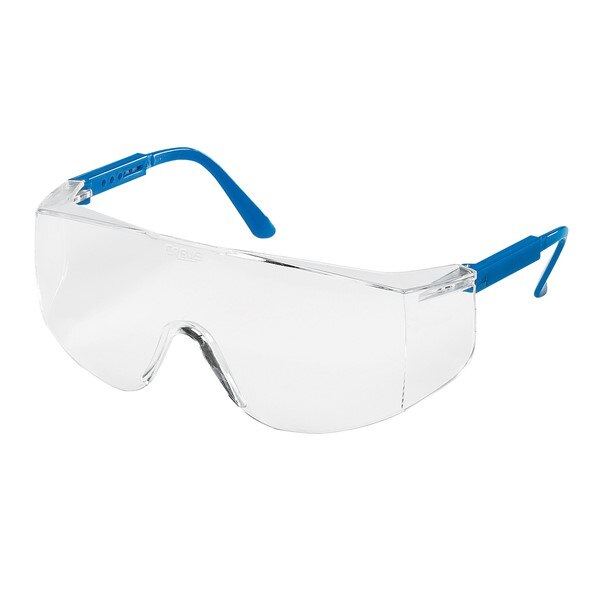 MCR SAFETY Mcr Safety TC120 Safety Glasses Clear Lens Blue Temple