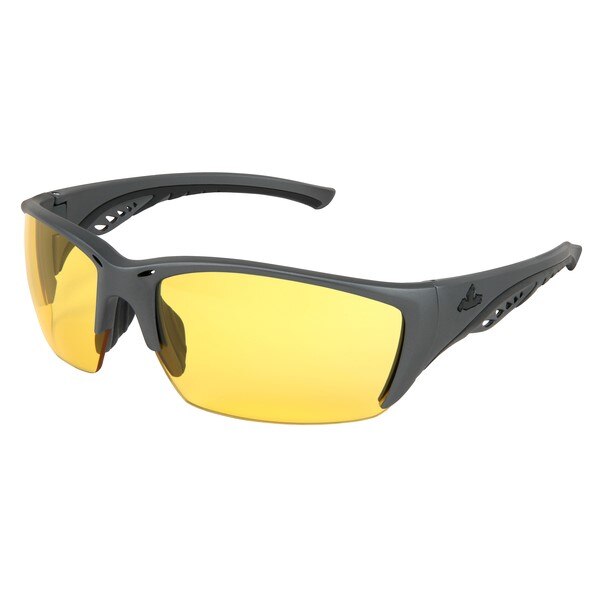 MCR SAFETY Mcr Safety UD314PF Safety Glasses Amber Lens Gun Metal