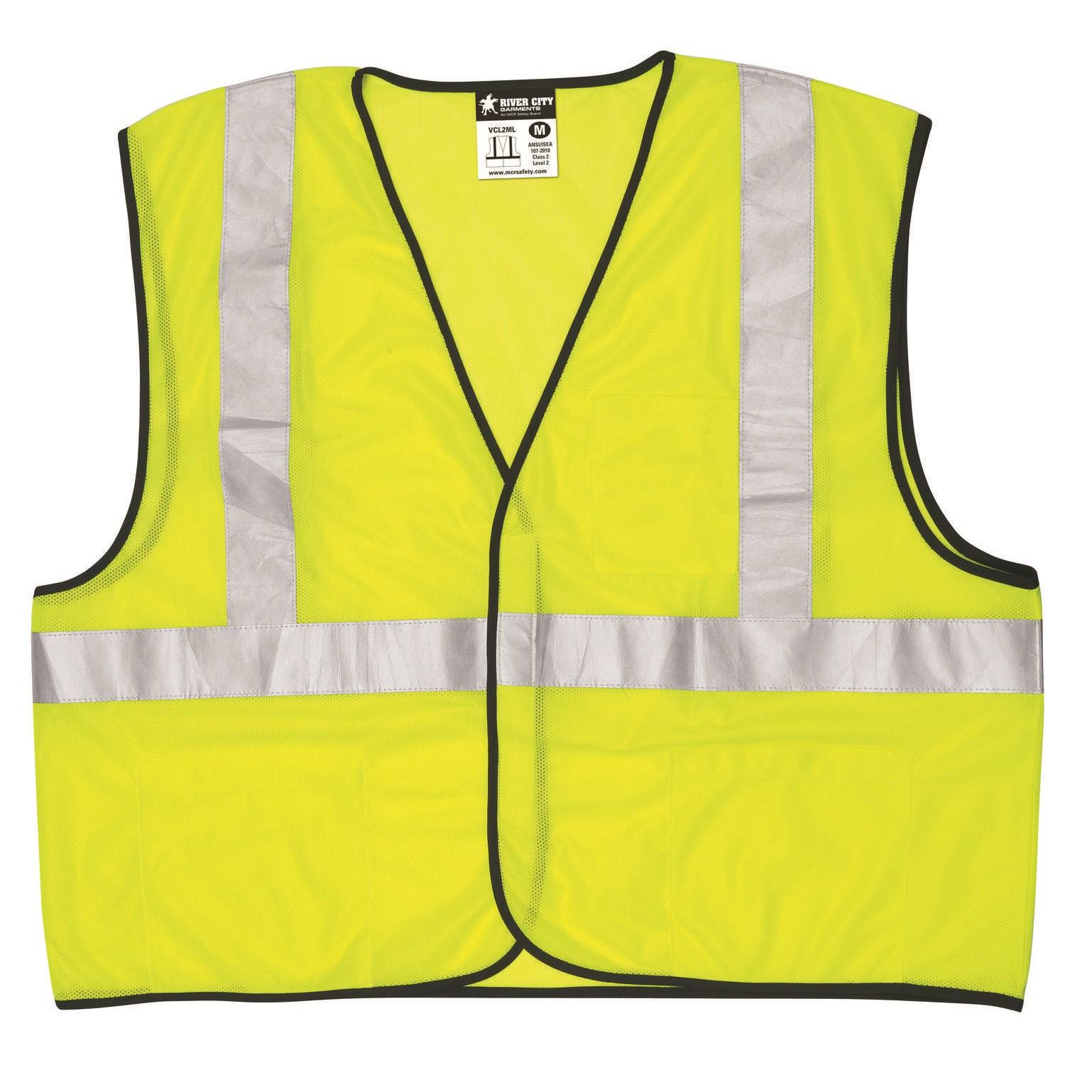 MCR SAFETY Mcr Safety VCL2MLZM Class 2 Mesh Safety Vest Lime