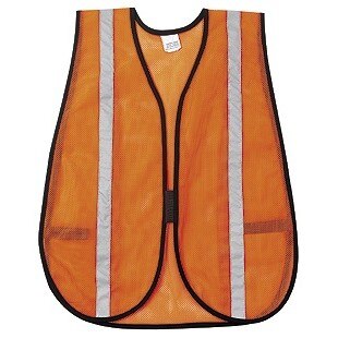 MCR SAFETY Mcr Safety V211SR Mesh Safety Vest Orange Silver Stripe