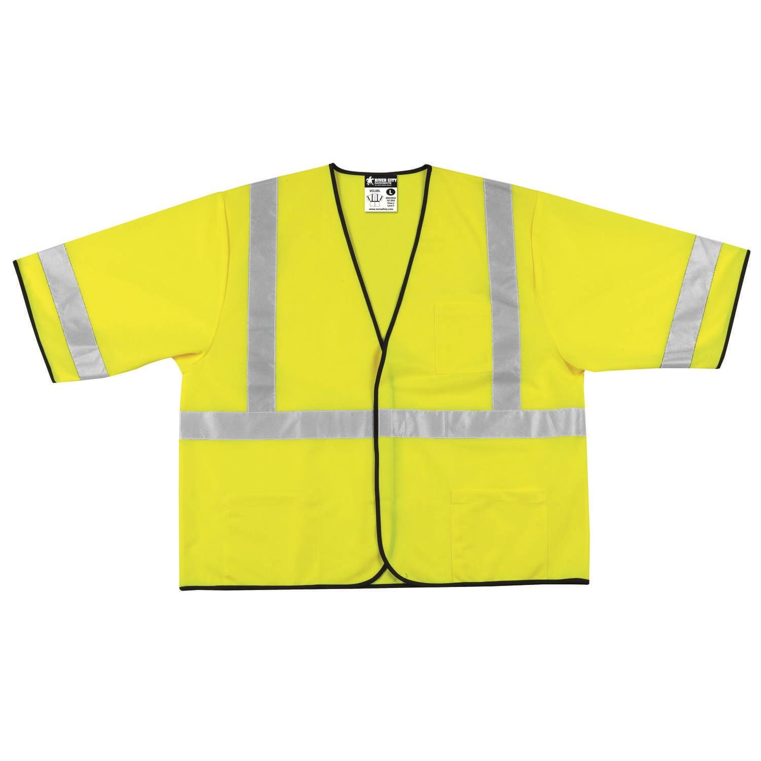 MCR SAFETY Mcr Safety VCL3SLX3 Class 3 Safety Vest Lime Silver Stripe