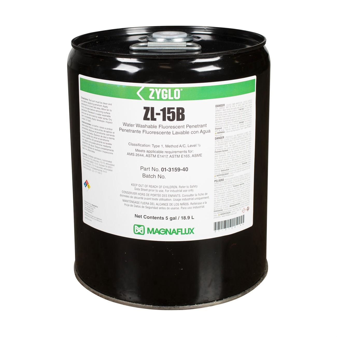 MAGNAFLUX Magnaflux 01-3159-40 ZL-15B Fluorescent Penetrant 5 Gallon