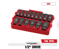 MILWAUKEE Milwaukee 49-66-6817 Impact Socket Set 1/2 in Drive 15 Pc Sae