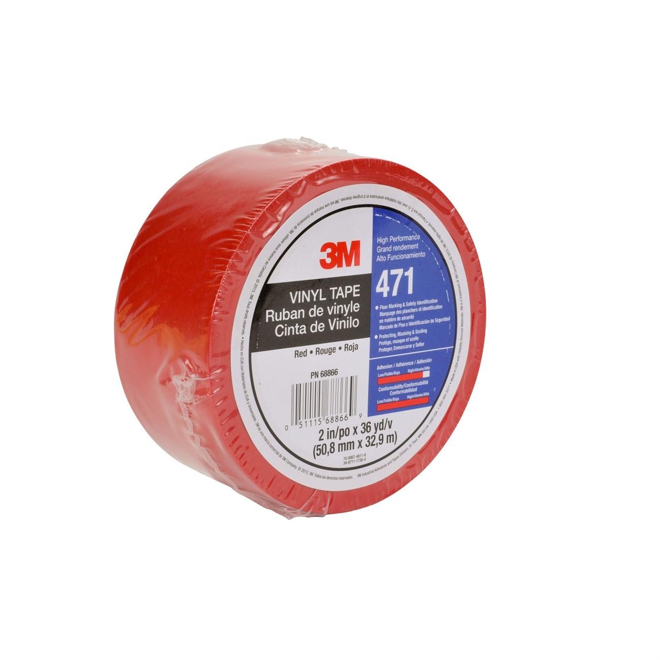 3M 3M 7100044641 Vinyl Tape 471 Red 0.25in X 36yd