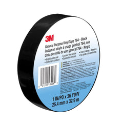 3M 3M 7000123886 Vinyl Tape 764 Black 1in X 36yd 5.0 Mil