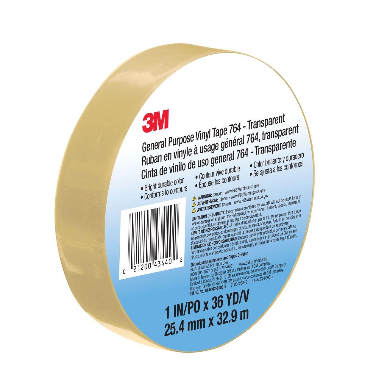 3M 3M 7000123889 Vinyl Tape Transparent 1 in X 36 Yd 5.0 Mil