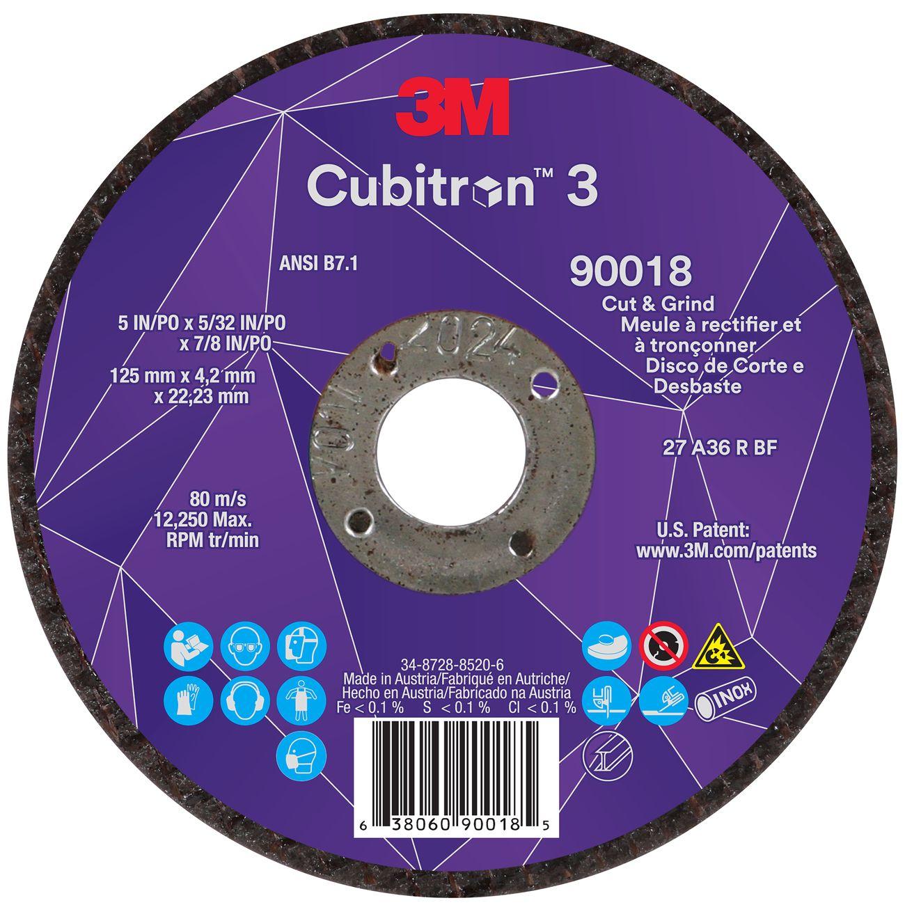 3M 3M 7100305444 Cut and Grind Wheel 5 Inch 36+ Grit
