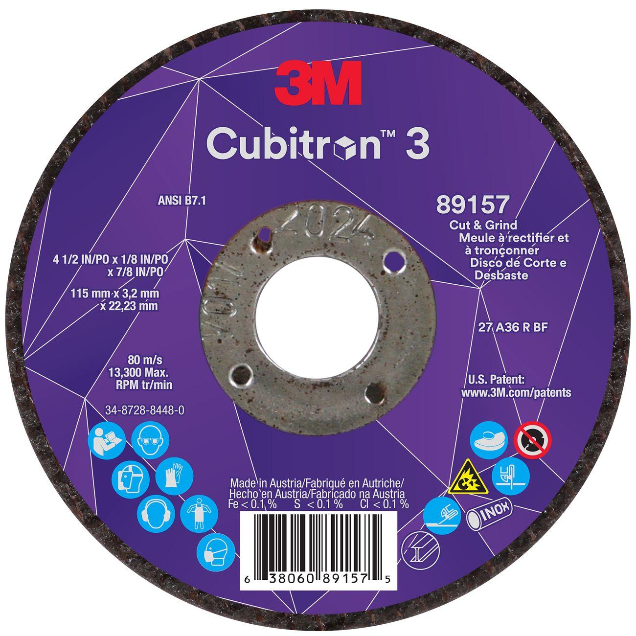 3M 3M 7100305149 Cut and Grind Wheel 4.5 in 36 Grit