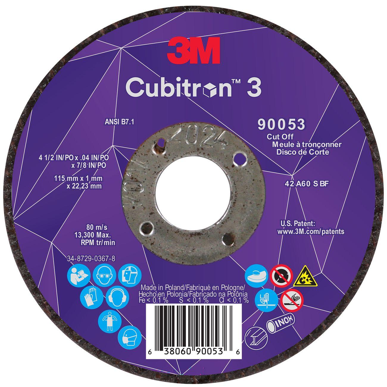 3M 3M 7100304308 Cubitrona 3 Cut-off Wheel 4.5 in 60+ Grit