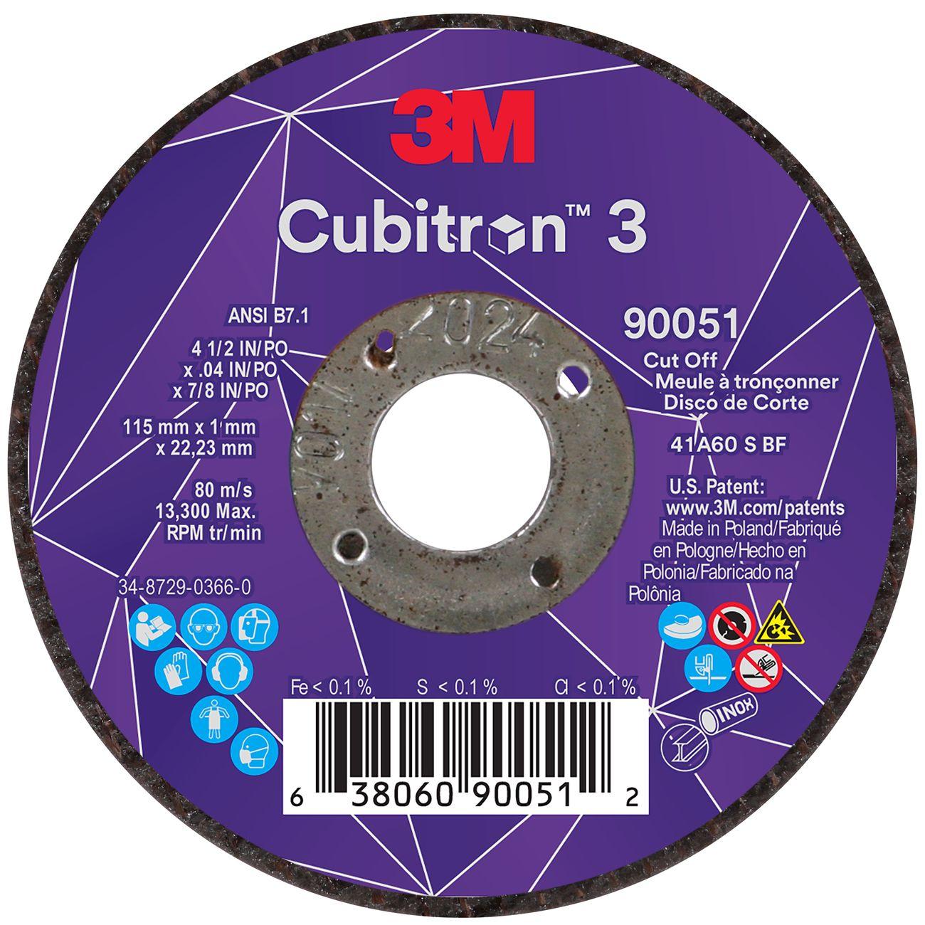 3M 3M 7100304307 Cubitrona 3 Ceramic Cut-off Wheel 4.5 in