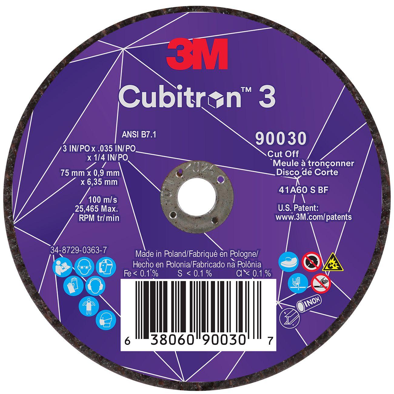 3M 3M 7100303860 Cubitrona 3 Cut-off Wheel 3 in 60+ Grit