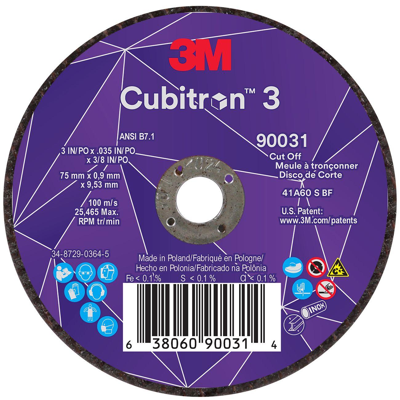 3M 3M 7100303859 Cubitrona 3 Ceramic Cut-off Wheel 3 in