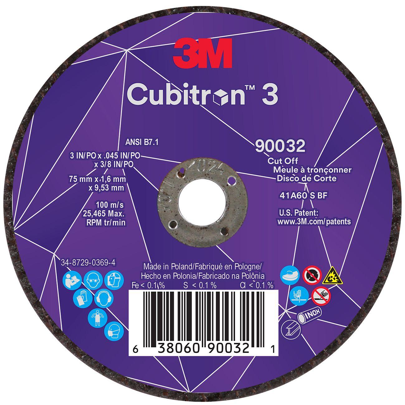 3M 3M 7100303858 Cubitrona 3 Ceramic Cut-off Wheel 3 in