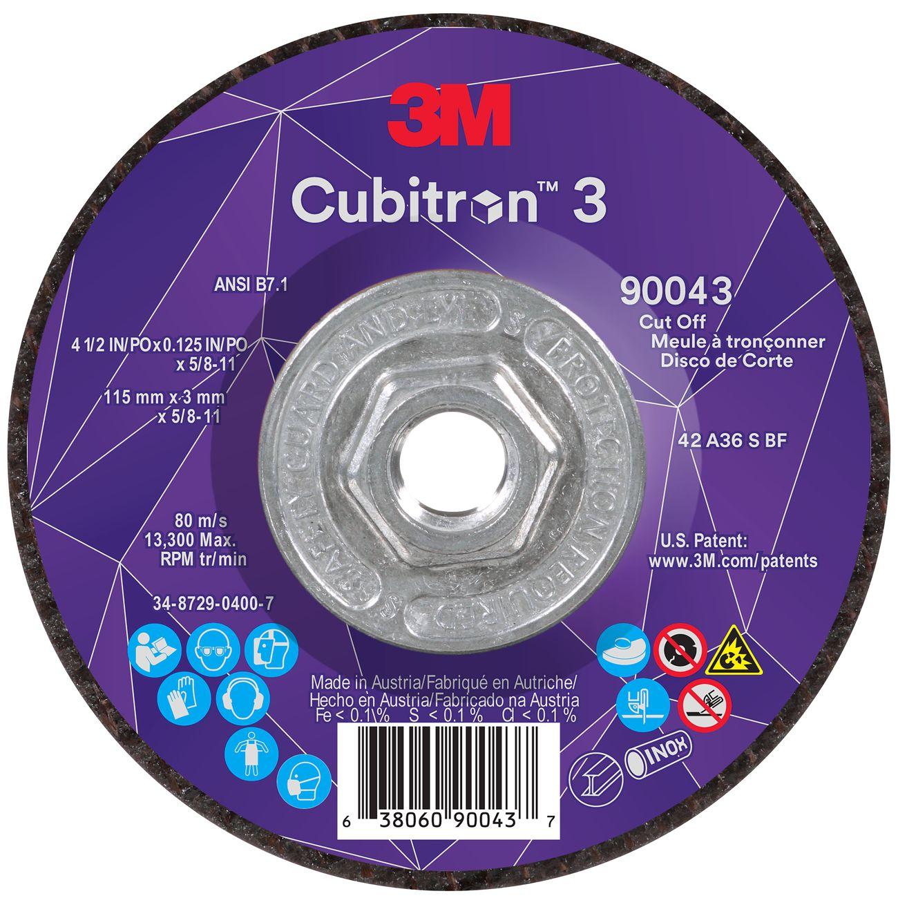 3M 3M 7100313187 Cubitrona 3 Cut-off Wheel 4.5 in 36 Grit