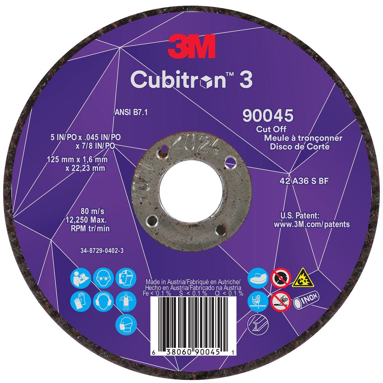 3M 3M 7100304010 Cubitrona 3 Cut-off Wheel 5 in 36+ Grit