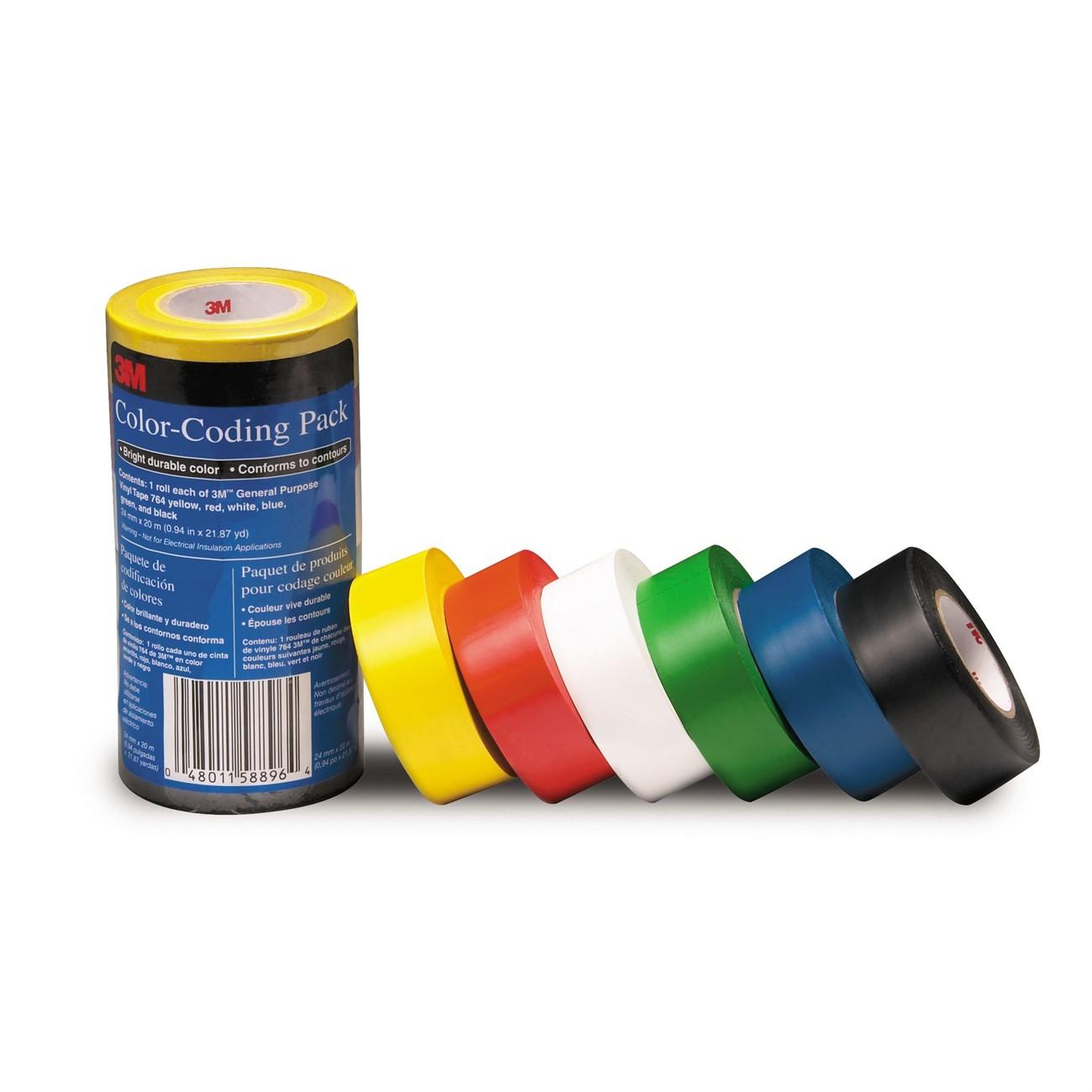 3M 3M 7000049193 Vinyl Tape 764 Color Coding Pack
