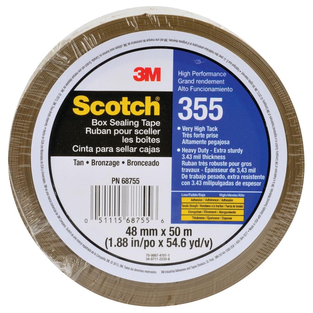 3M 3M 7010374957 Scotch 355 Box Sealing Tape Tan 1.88 in