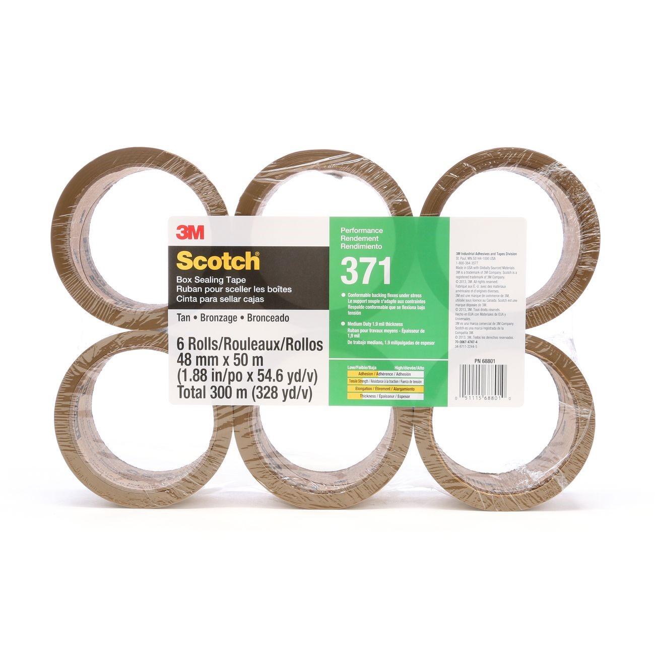 3M 3M 7010374971 Scotch 371 Box Sealing Tape Tan 1.88 in