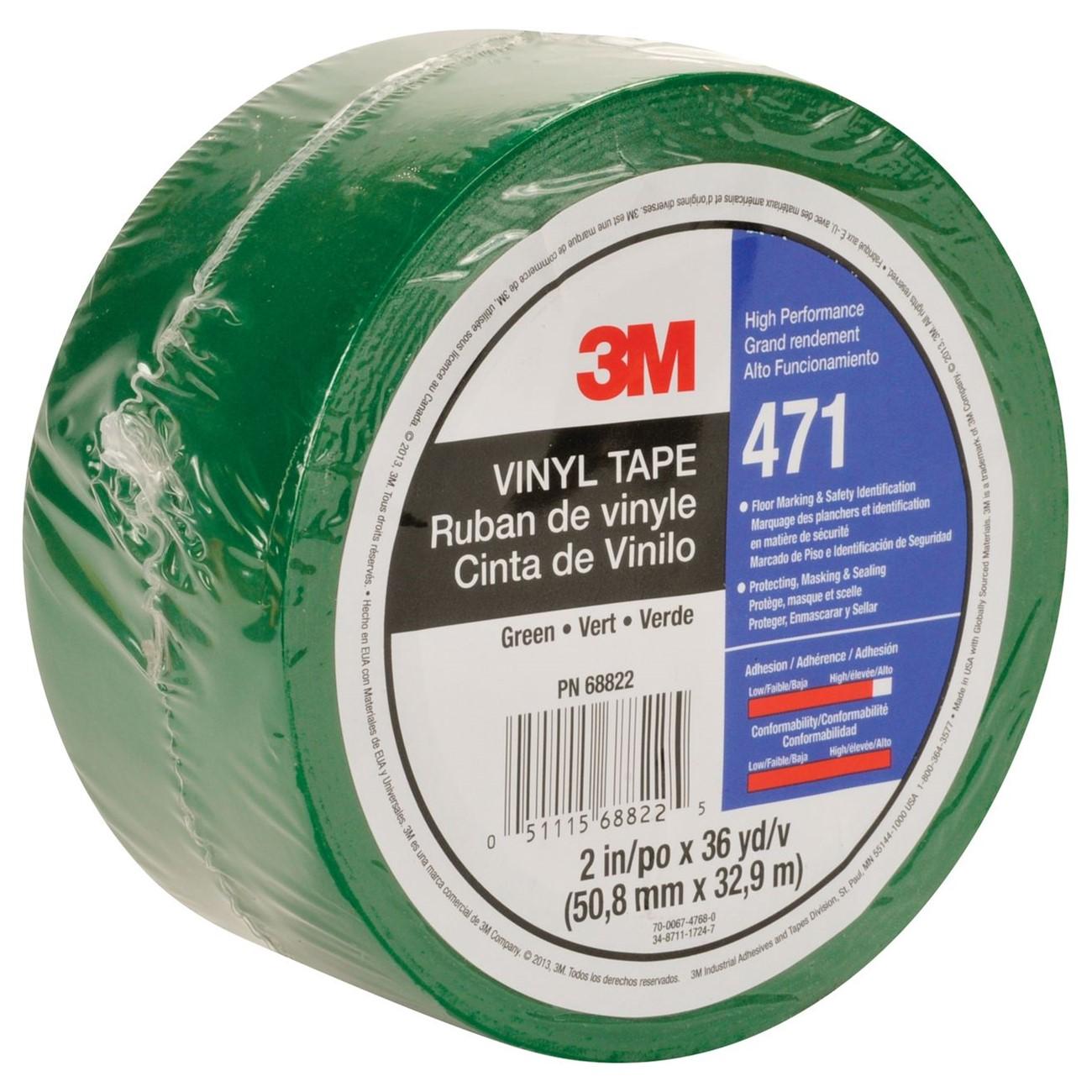 3M 3M 7100044652 Vinyl Tape 471 Green 2in X 36yd 5.2 Mil