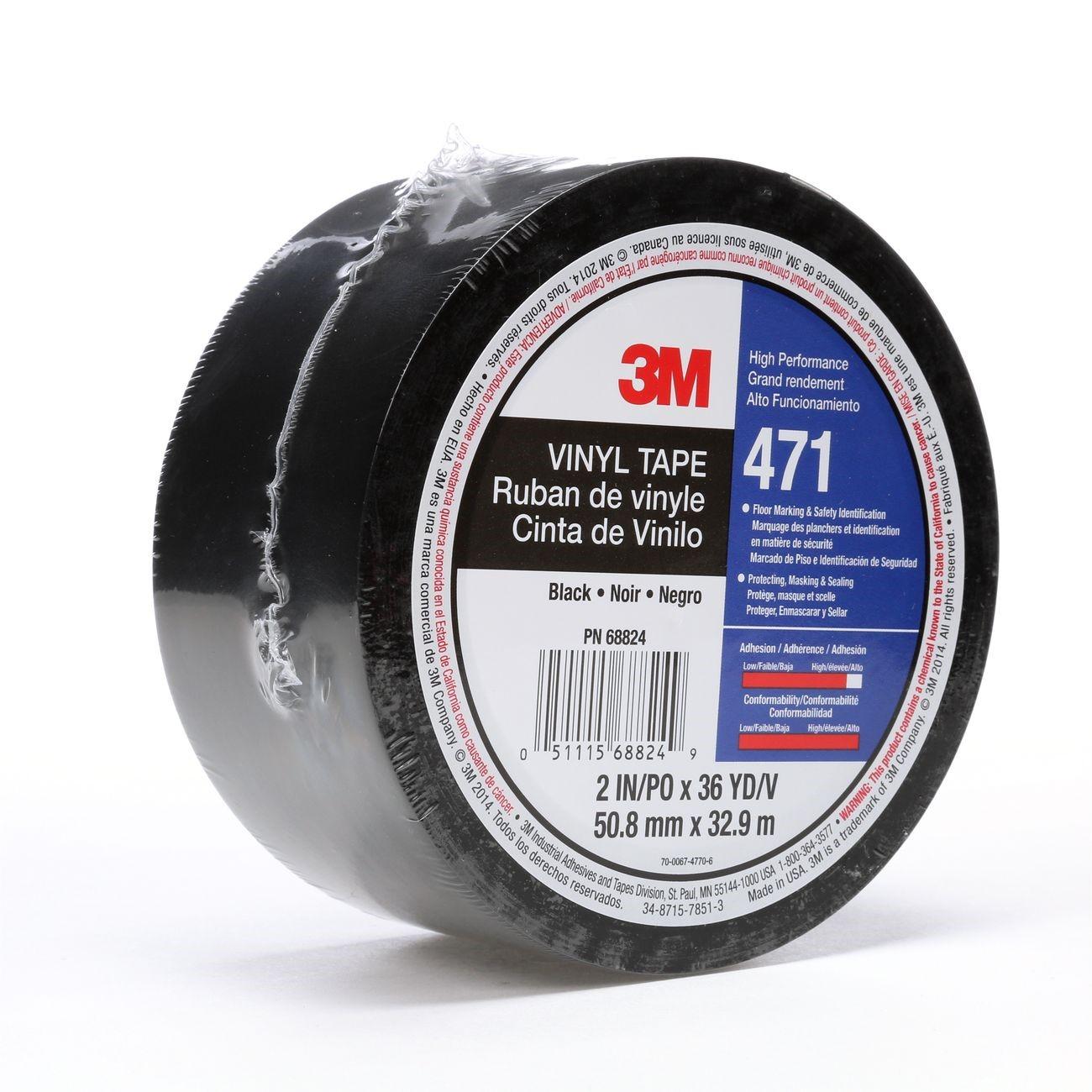 3M 3M 7100044330 Vinyl Tape Black 2in X 36yd 5.2 Mil