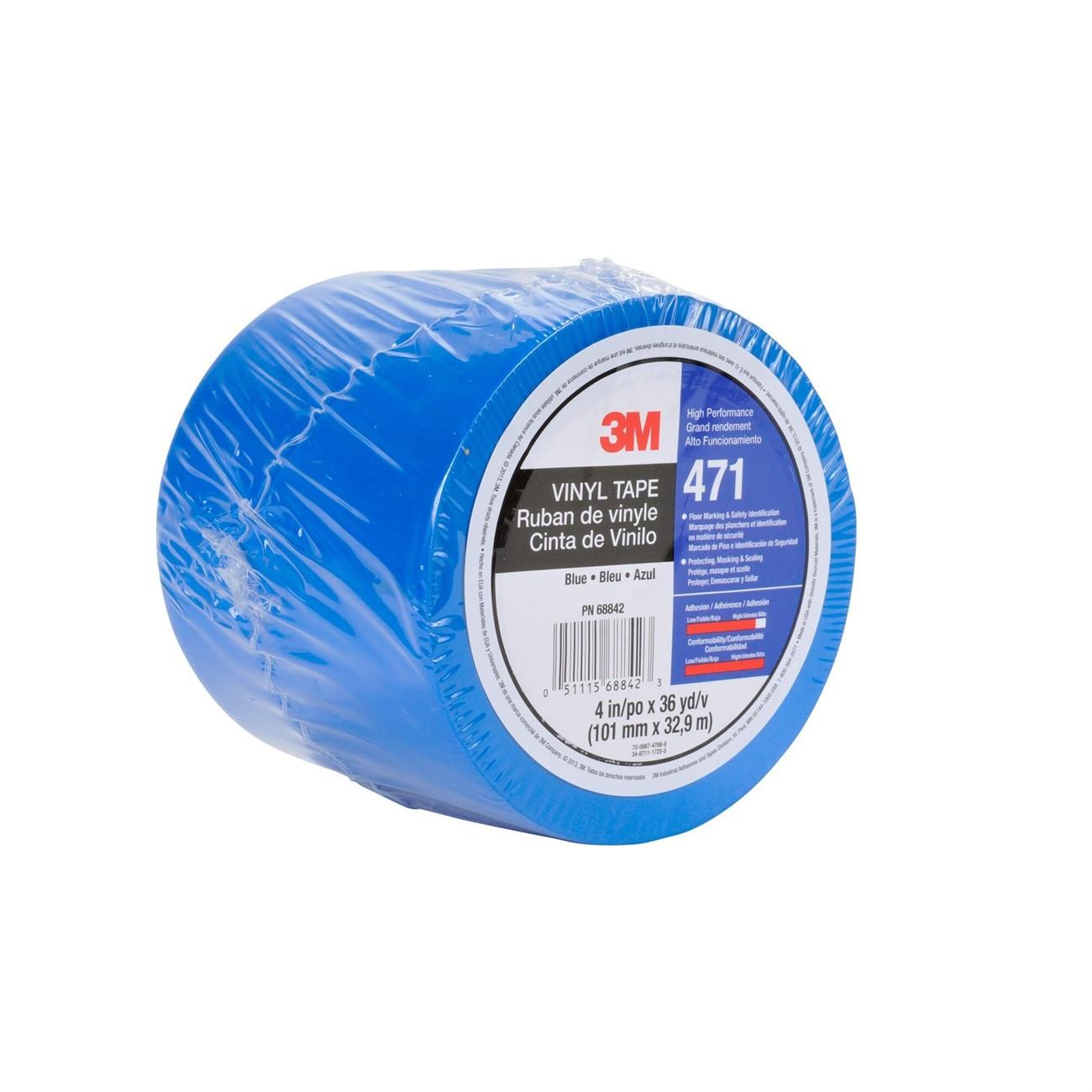 3M 3M 7010312448 Vinyl Tape 471 Blue 4in X 36yd 5.2 Mil