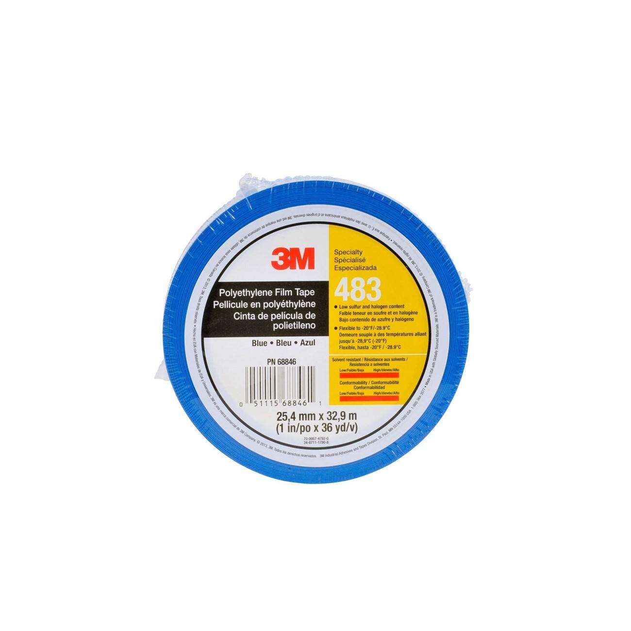 3M 3M 7010295458 Polyethylene Film Tape 483 Blue 1in X 36yd