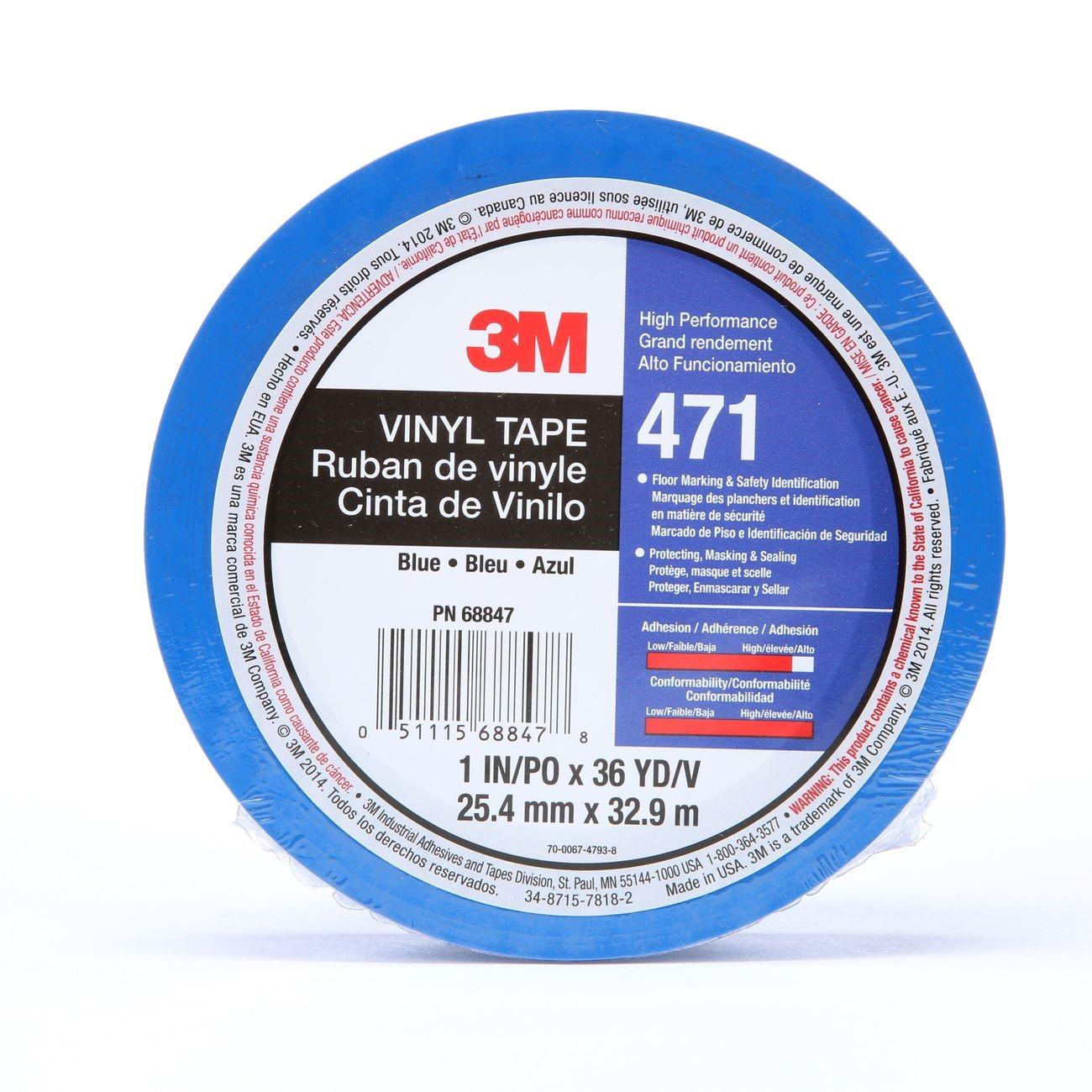 3M 3M 7100044654 Vinyl Tape 471 Blue 1in X 36yd