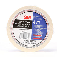 3M 3M 7100044644 Vinyl Tape 471 White 1in X 36yd 5.2 Mil