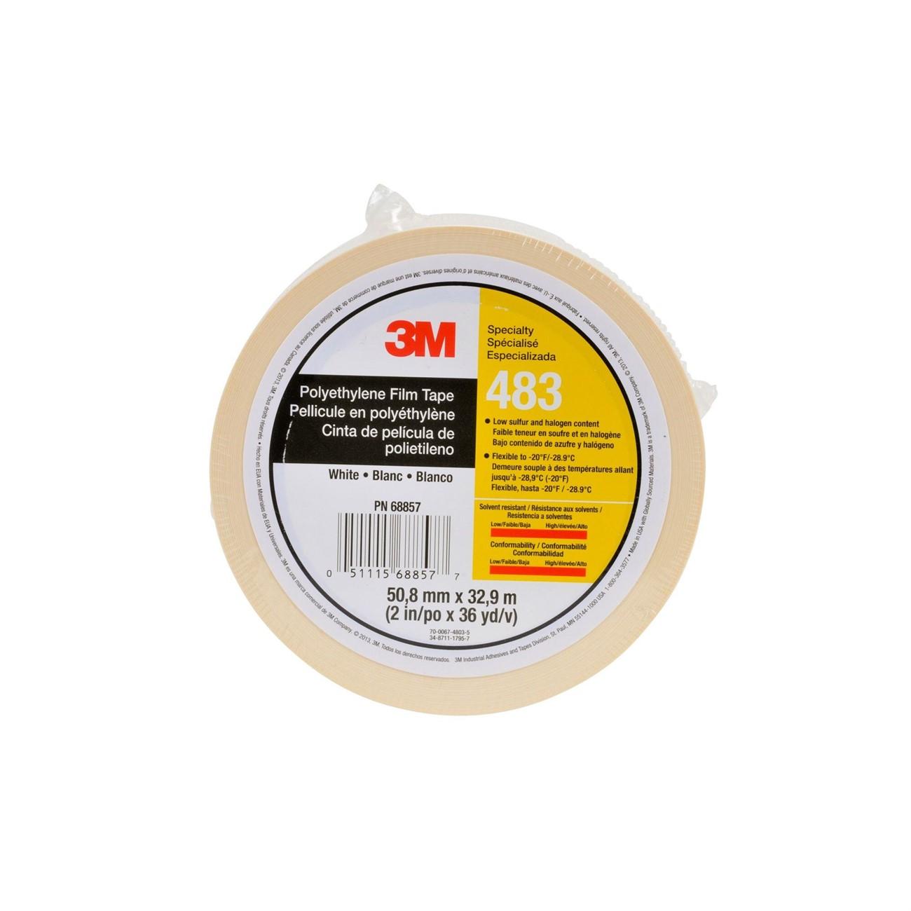 3M 3M 7010375090 Polyethylene Film Tape 483 White 2in X 36yd
