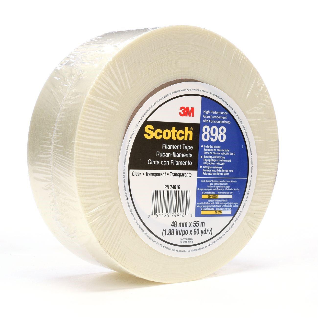 3M 3M 7010300522 Filament Tape 898 Clear 48mm X 55 M